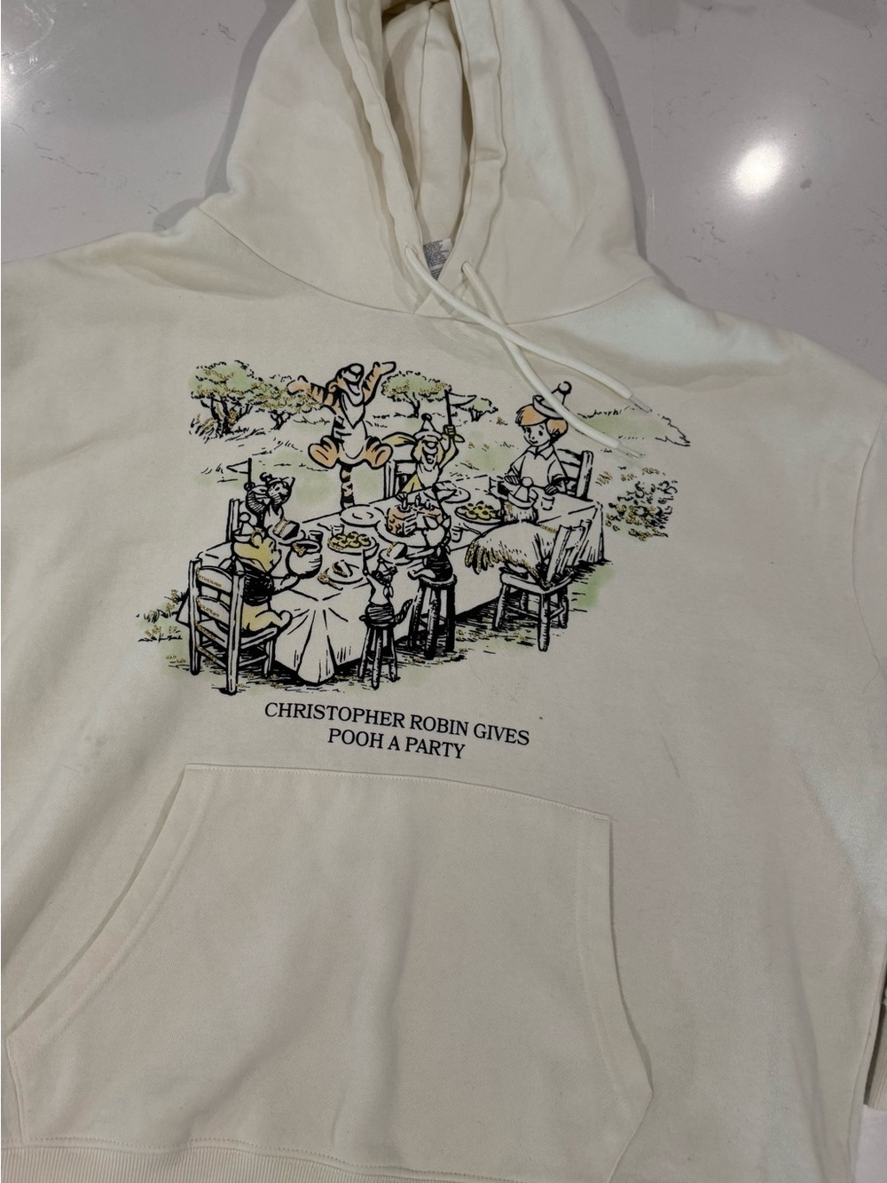 XXL Disney Womens Cream Christopher Robin Pooh Pullover Hoodie Plus Size 2X Top - Picture 8 of 13